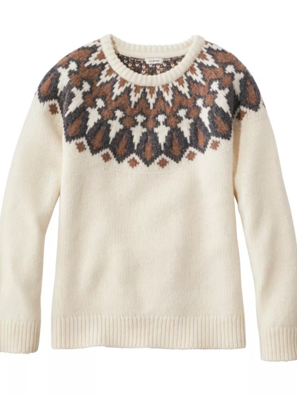 L. L. Bean Women's Bean's Classic Ragg Wool Sweater, Crewneck Fair Isle NWT sz M